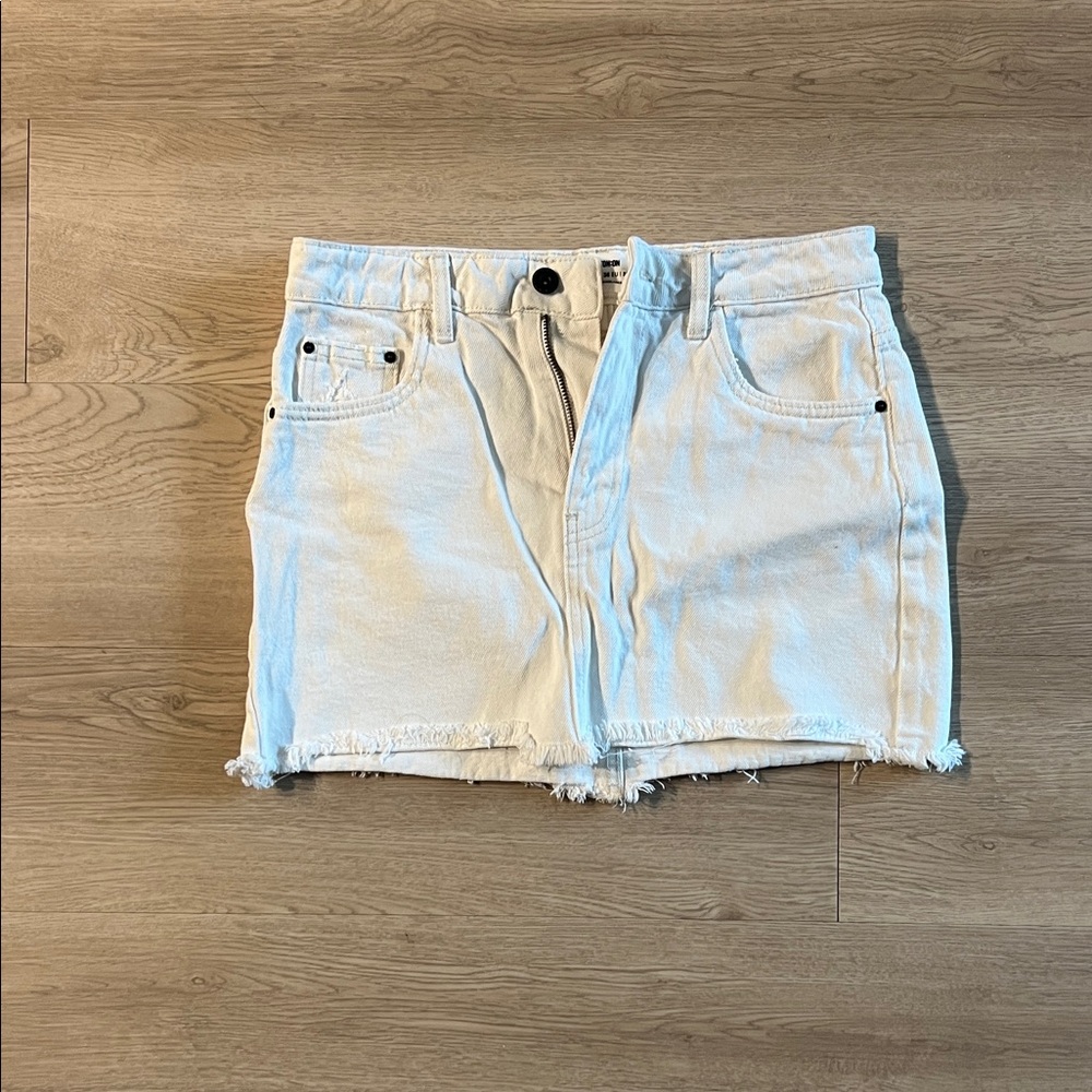 Cotton On Off-White Denim Skirt